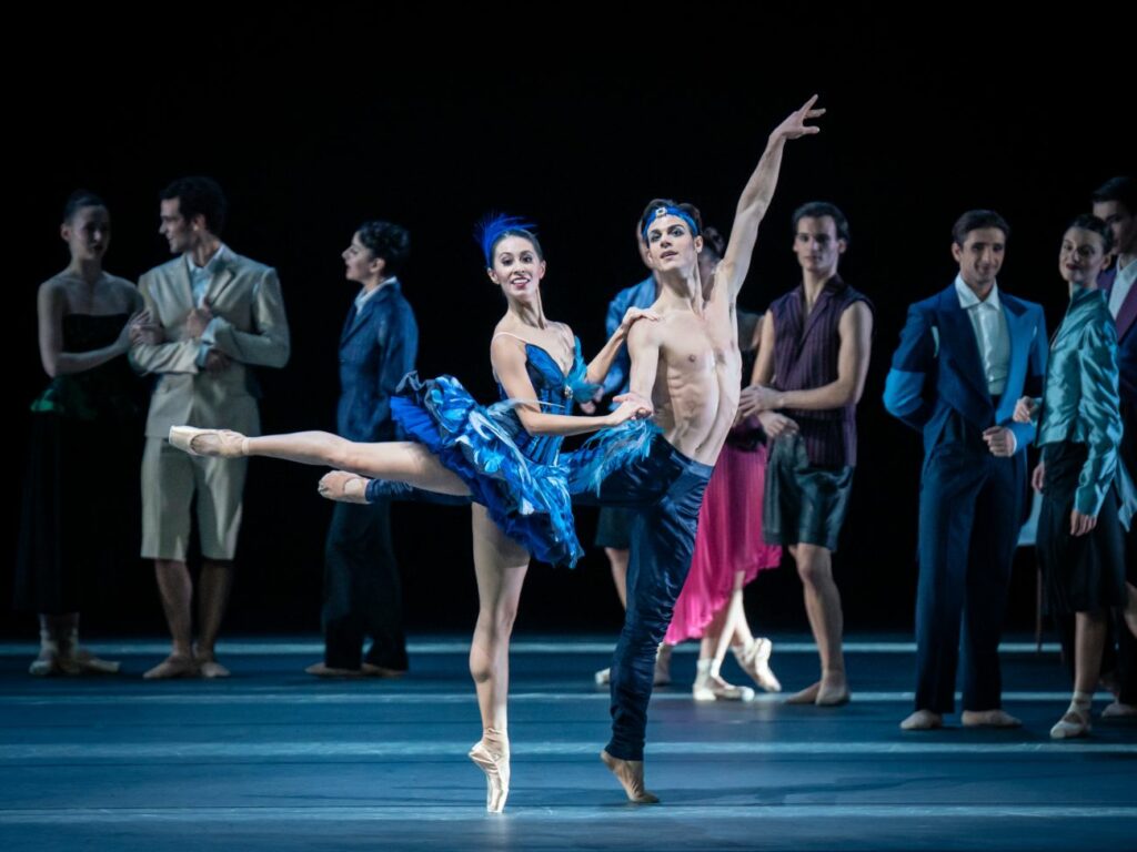 12. K.Hashimoto (Princess Florine), D.Dato (Blue Bird), and ensemble, “The Sleeping Beauty” by M.Schläpfer and M.Petipa, Vienna State Ballet 2022 © Vienna State Ballet / A.Taylor 