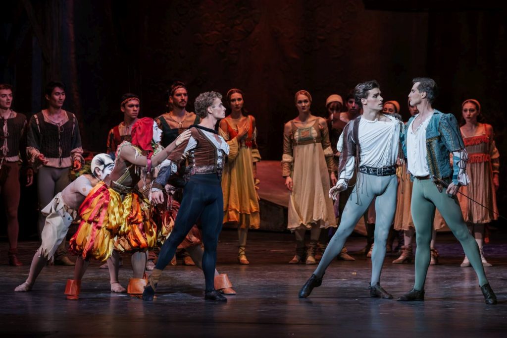 18. V.Topolánszky (Mercutio), M.Radziush (Tybalt), and ensemble; “Romeo and Juliet” by L.Seregi, Hungarian National Ballet 2025 © A.Nagy/Hungarian State Opera 