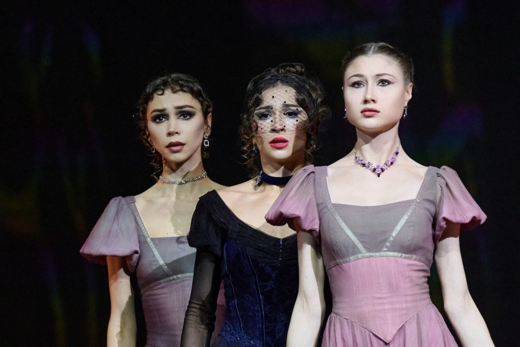 8. A.Nigmatulina (Alexandra), A.Kudryavtseva (Natalya), and A.Svetlishina (Ekaterina); “Pushkin” by N.Dmitrievsky, Krasnoyarsk Ballet 2026 © E.Koryukin 
