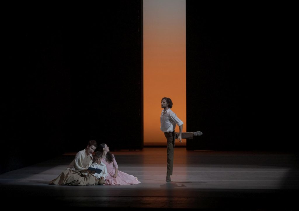 11. L.Andreeva (Agafya Mikhailovna), A.Dmitriev (Mitja), A.Limenko (Kitty Shcherbatskaya), and E.Zhukov (Kostya Levin); “Anna Karenina” by M.Sevagin, Stanislavsky Ballet 2026 © MAMT/A.Filkin 